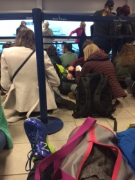 Delay at Bristol airport so sat on floor
